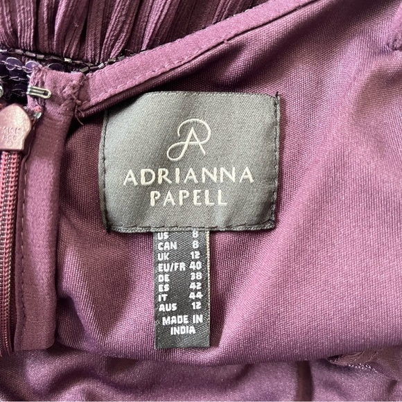 Adrianna Papell Formal Sleeveless Bead Bodice Chiffon Gown Color Purple Size 8 - Picture 9 of 11